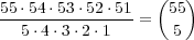 ( )
55-⋅54⋅53⋅52-⋅51 55
5⋅4 ⋅3⋅2⋅1 = 5